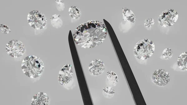 Un diamant blanc scintillant brille dans une pince à épiler — Photo
