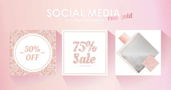 Modelo de banner de mídia social para o seu blog ou negócio. Bonito pastel rosa rosa design — Vetor de Stock