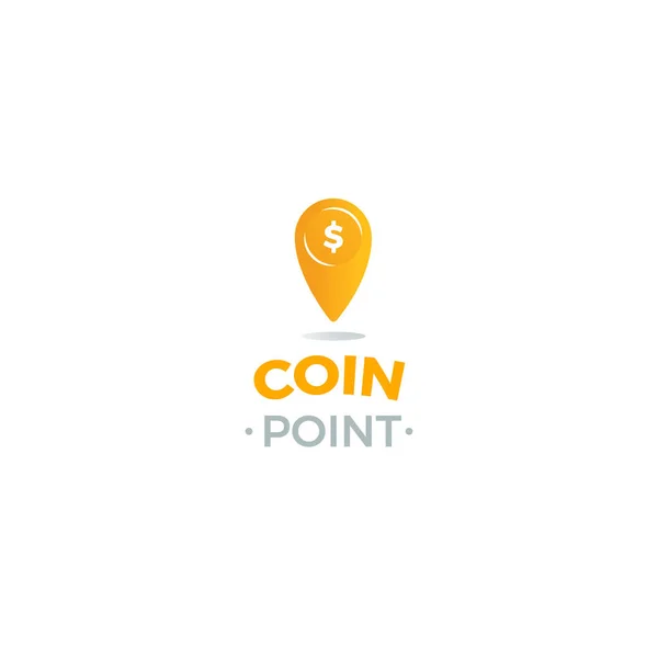 Coin point logo. Location of money logotype — Stock Vector
