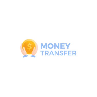 Transfer para logosu. Altın dolar para el işadamı ile