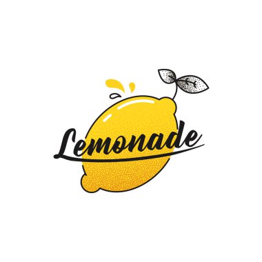 Limonata logo yapmak. Logo parlak taze limon ile. Yaz smoothies dükkanı için çizim