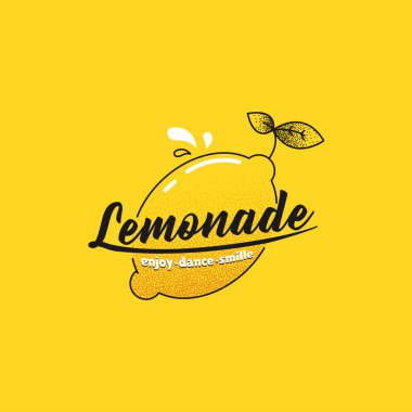 Limonata logo yapmak. Logo parlak taze limon ile. Yaz smoothies dükkanı için çizim