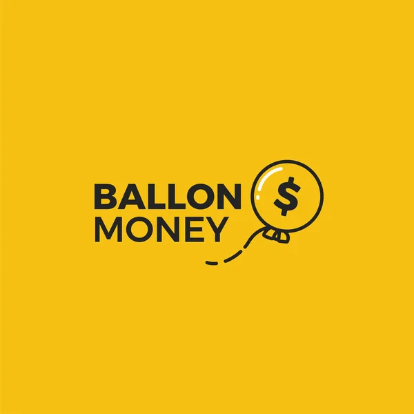 Ballon peníze logo. Zlatý míč v nebi s znak dolaru. — Stockový vektor
