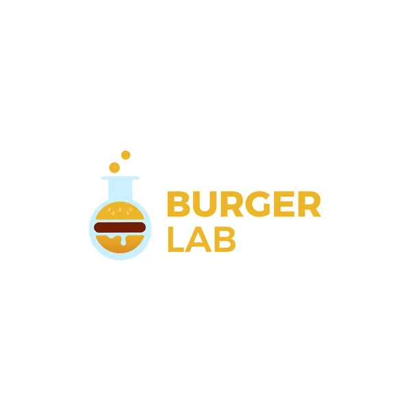 Logo Burger Lab. Laboratorium, pyszne jedzenie. Logotyp dla restauracji i kawiarni — Wektor stockowy