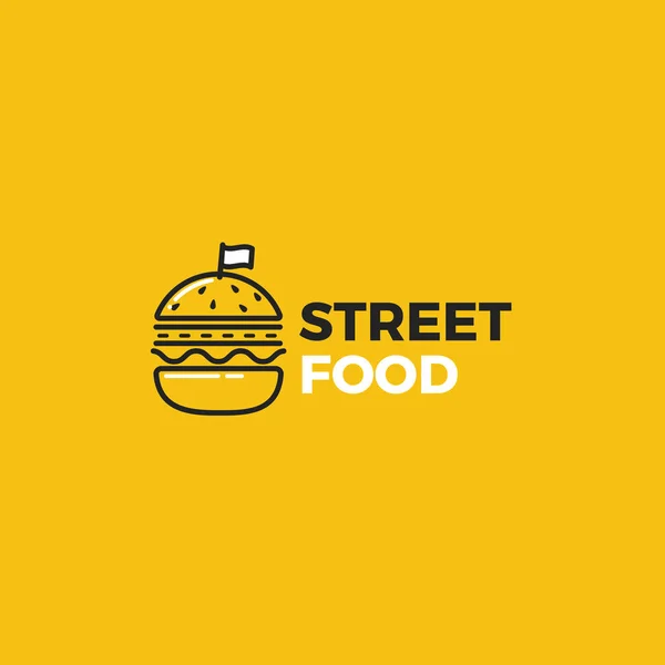 Yol logosu ile sokak gıda burger. Restoran veya kafe için logo — Stok Vektör
