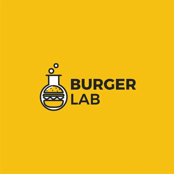 Logo Burger Lab. Laboratorium, pyszne jedzenie. Logotyp dla restauracji i kawiarni — Wektor stockowy