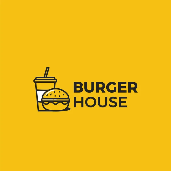 Klasyczny amerykański burger house logo. Logotyp dla restauracji lub kawiarni oraz fast food. — Wektor stockowy