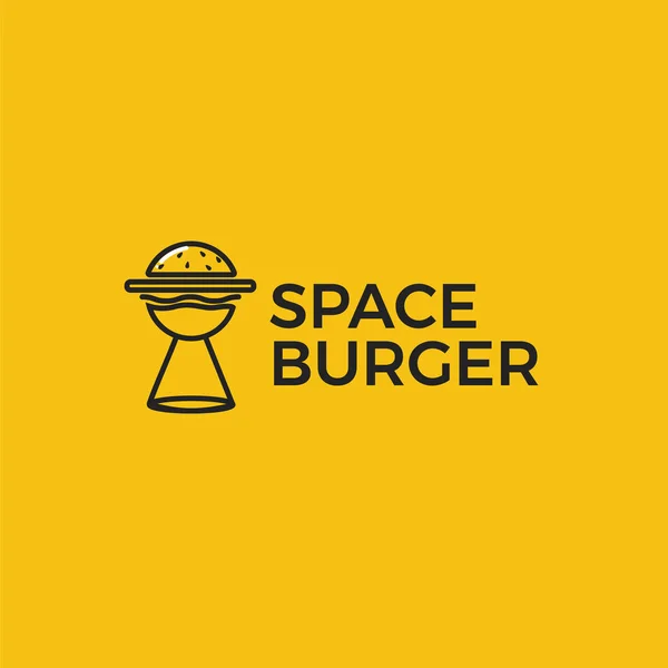 Space burger Ufo logo. Logotyp dla restauracji lub kawiarni oraz fast food. — Wektor stockowy