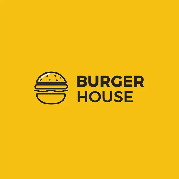 Klasyczny amerykański burger house logo. Logotyp dla restauracji lub kawiarni oraz fast food. — Wektor stockowy