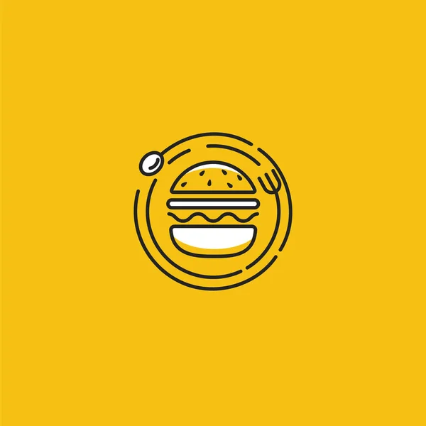 Bugrer はラウンド プレートのロゴです。レストランやカフェやピザ屋のロゴ. — ストックベクタ