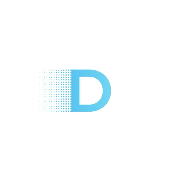 Pixel tipografia letra D logotipo. Tecnologia moderna caligrafia fonte — Vetor de Stock