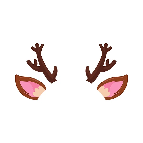 Уши и рога новогодней оленьей маски. Карнавальная рождественская шляпа на лице — стоковый вектор