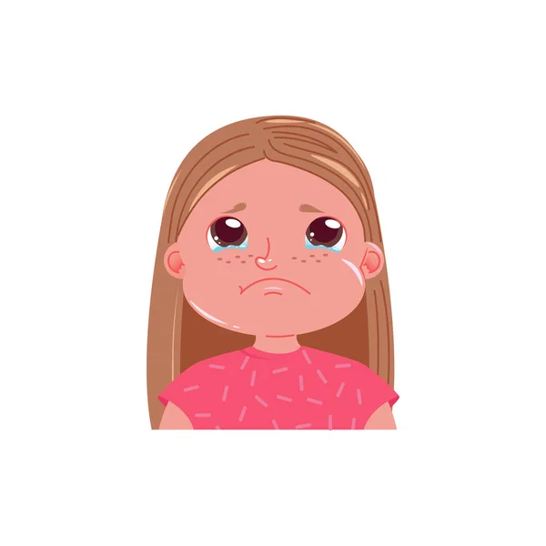 Kleines süßes Mädchen weint. Trauriges emotionales Kind mit Tränen in den Augen. — Stockfoto