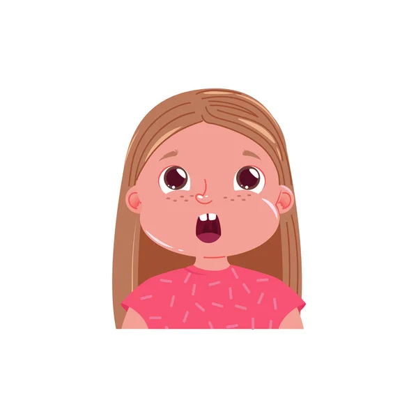 Małe słodkie dziewczyny jest wstrząśnięty. Zaskoczony emocji dziecka. ilustracja kreskówka — Zdjęcie stockowe