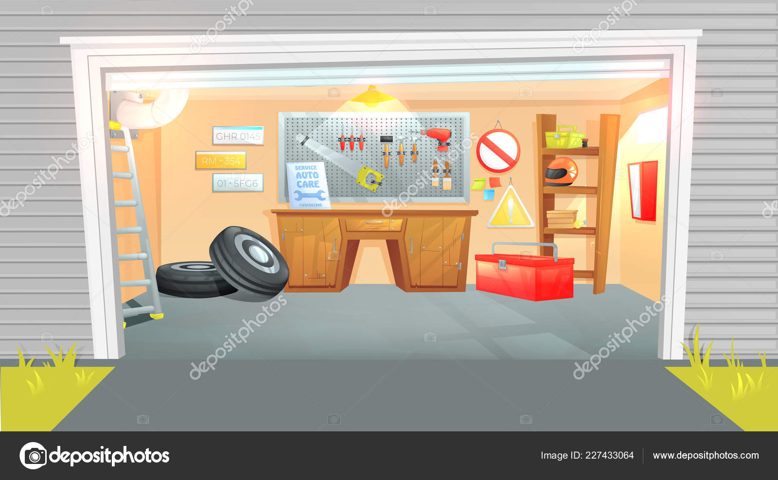 The interior of the garage. Workplace of the master on car repair with