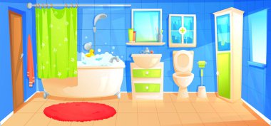 Banyo Tasarım iç odası ile seramik mobilya arka plan şablonu.