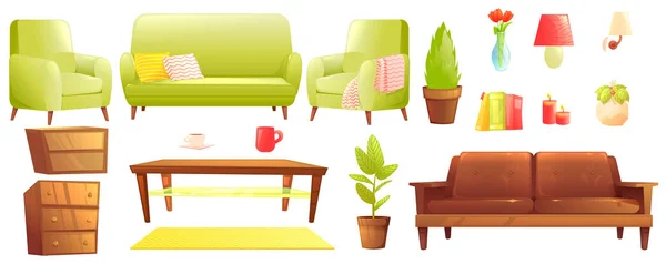 Набор мебели. Современный диван и стулья с одеялом, подушки и рядом с деревянным журнальным столиком . — стоковое фото
