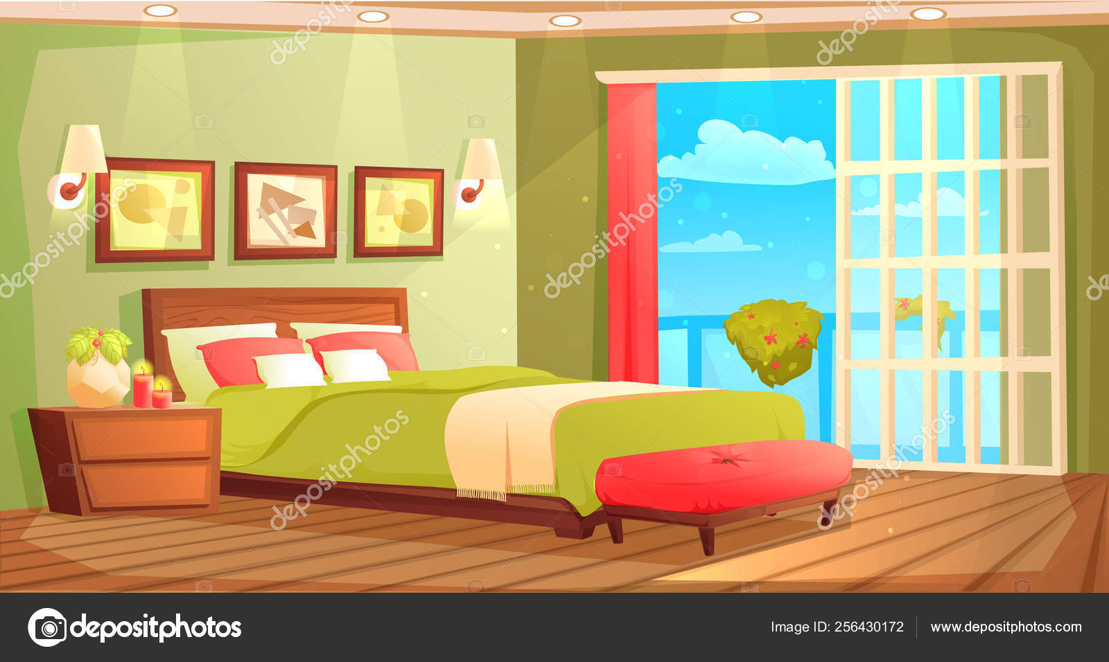 Bedroom cartoon Vector Art Stock Images | Depositphotos