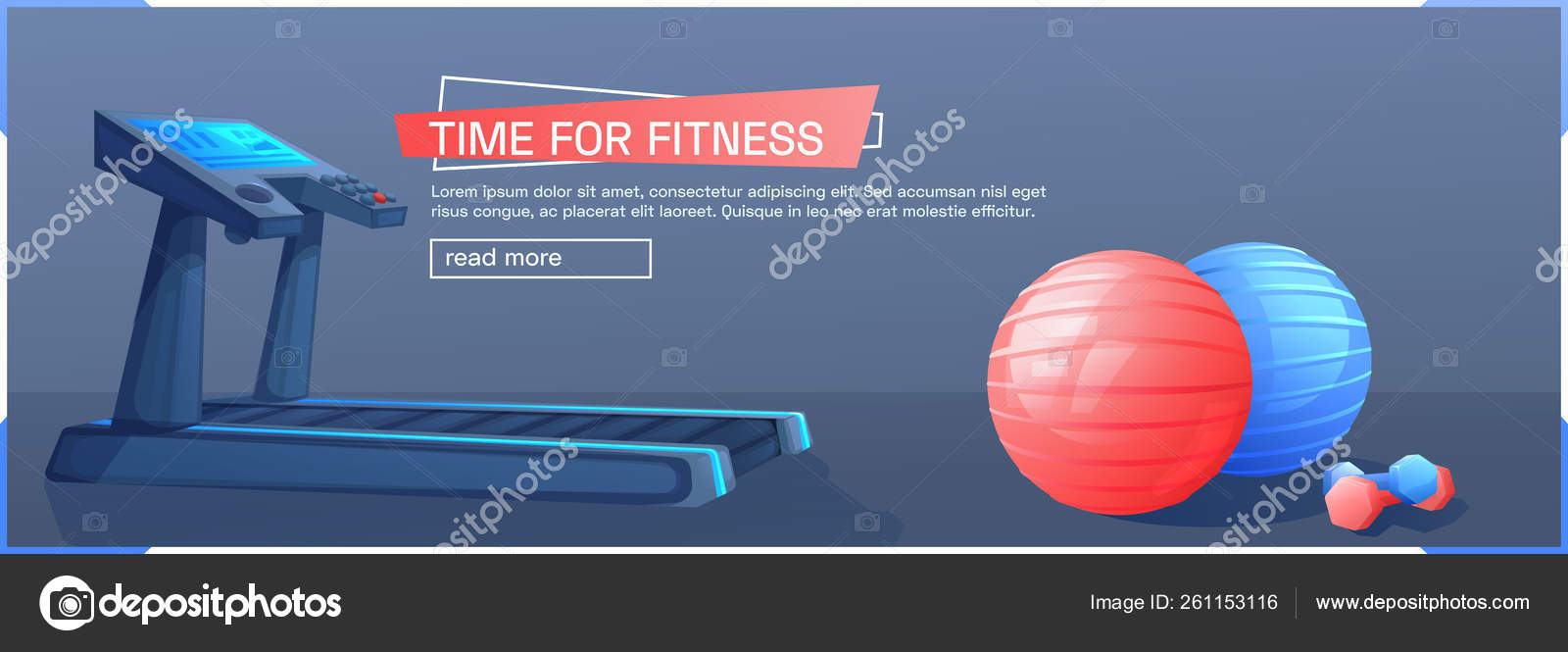 Sport Background With Treadmill For Running And Balls Time For Fitness Banner Design Vector Cartoon Illustration Stock Vector C Annetdebar