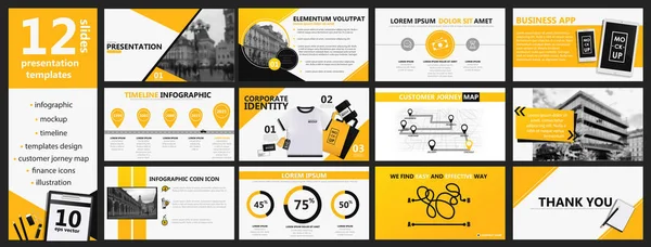 Yellow and black presentation templates — ストックベクタ