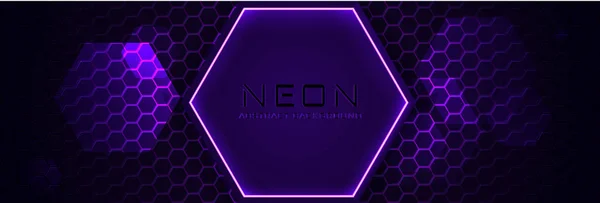 Infográfico de néon abstrato com luz violeta, linha e textura. Design de banner vetorial em cores noturnas escuras —  Vetores de Stock