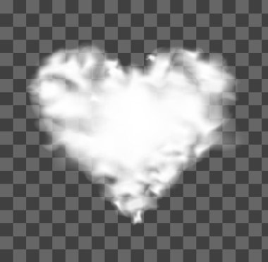 Beyaz bulutların aşk kalbi şekilleri.