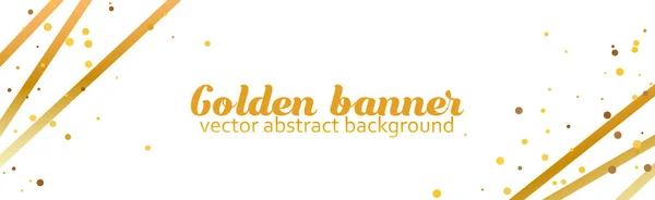 Bannière de gabarit paillettes or avec rubans. Vecteur de luxe brillant avec des éléments dorés sur fond blanc — Image vectorielle