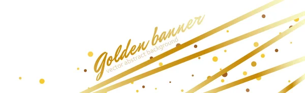 Gouden glitter sjabloon banner met linten. Glanzende luxe vector met gouden elementen op witte achtergrond — Stockvector