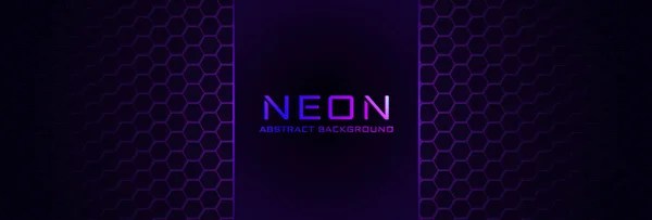 Fond néon abstrait avec lumière violette, ligne et texture. Conception de bannière vectorielle en couleur nuit noire — Image vectorielle