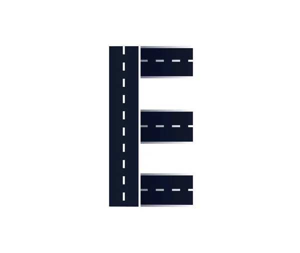 Letter E. Road fuente. Diseño vectorial tipográfico con líneas de calle . — Vector de stock