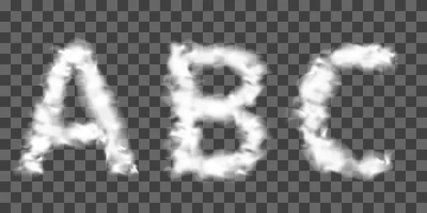 Lettertype gemaakt van wolken. Vector letters ABC — Stockvector