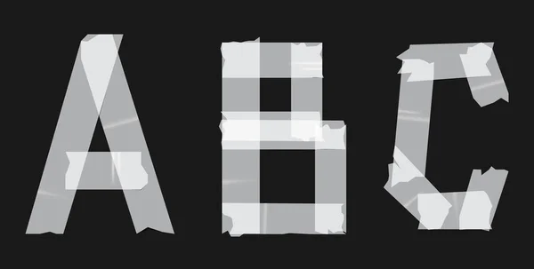 Duct tape lettertype ontwerp. Concept textuur lettertype vector set. Typografie postzegelbrief. Papier gesneden stijl alfabet — Stockvector