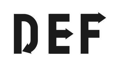 Kara oklu yazı tipi alfabesi tasarımı. Düz logo tasarımı.