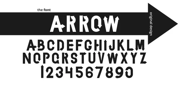Font alphabet design with black arrow. Flat logo design. — Stock Vector