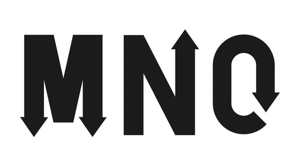 Police alphabet design avec flèche noire. Conception de logo plat . — Image vectorielle