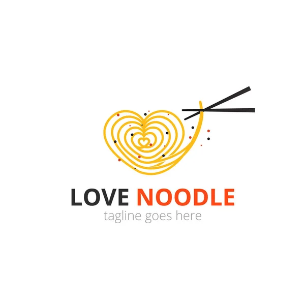 Erişte logosuna bayılırım. Çubuklu spagetti. Japonca şablon vektörü — Stok Vektör
