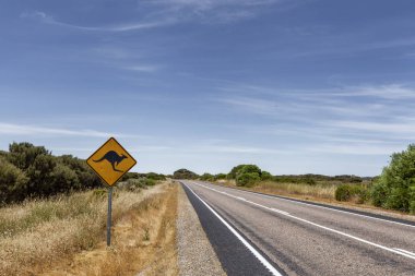 Outback Avustralyalı ünlü ikonik kanguru otoyol yol işareti