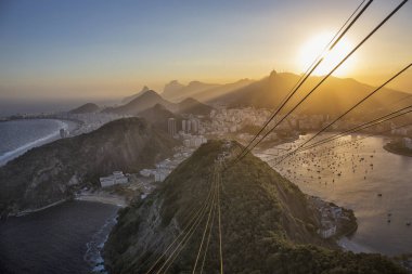 Günbatımı Brezilya, Rio de Janeiro, Botafogo, Copacabana Sugarloaf Dağı'ndan