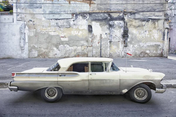 Grey Green American Car Still Running Streets Cuba Stock Picture