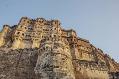 Jaisalmer, Hindistan. Fort Jaisalmer altın Maharaja sarayda. Jaisalmer Fort tamamen korunmuş müstahkem şehirler dünyanın en büyük biridir.
