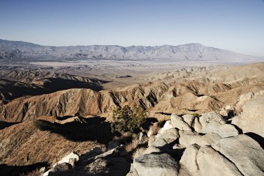 Kaya oluşumları arasında Joshua ağaç Joshua Tree National Park, Kaliforniya, ABD