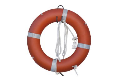 İzole Lifebuoy veya beyaz arka plan üzerinde ip ile can simidi
