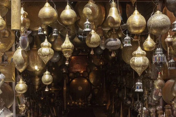Традиционные Красочные Марокканские Лампы Можно Найти Рынке Базаре Марокко Других — стоковое фото