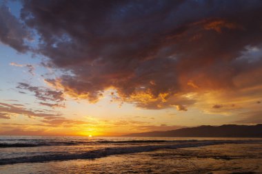 Los Angeles, Venice Beach, Kaliforniya. Muhteşem günbatımı plajı ile