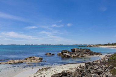 Portland beach, Avustralya ile kayalar tr mavi su güneşli bir günde