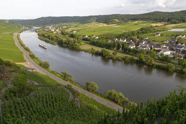 Bernkastel Kues and vineyards aerial panoramic view. Bernkastel-Kues is a well known winegrowing centre on the Moselle river, Germany — Stock Photo, Image