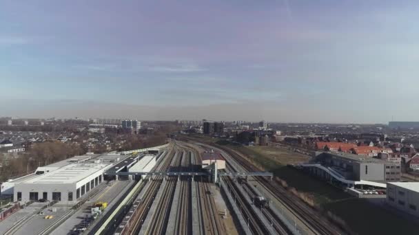 Autobahn Und Bahn Verbindung Von Rotterdam Den Vororten Infrastrukturkonzept — Stockvideo