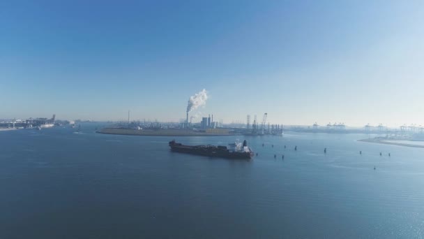 Rotterdam Nederland Luchtfoto Van Containerterminal Haven Maasvlakte Nederland — Stockvideo