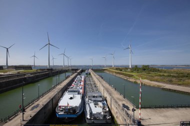Krammersluizen Gölü Krammer. Delta wor 'dan drone fotoğrafı