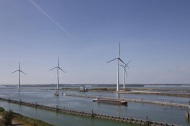 Krammersluizen Gölü Krammer. Delta wor 'dan drone fotoğrafı